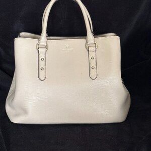 Kate Spade Beige Leather Satchel - Crossbody Strap, Gold Hardware